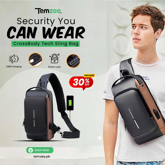 CrossBody Tech Sling Bag With USB Charging Port